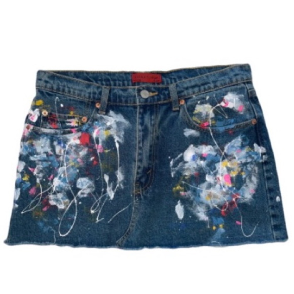 Signature8 Denim Paint Splatter Skirt